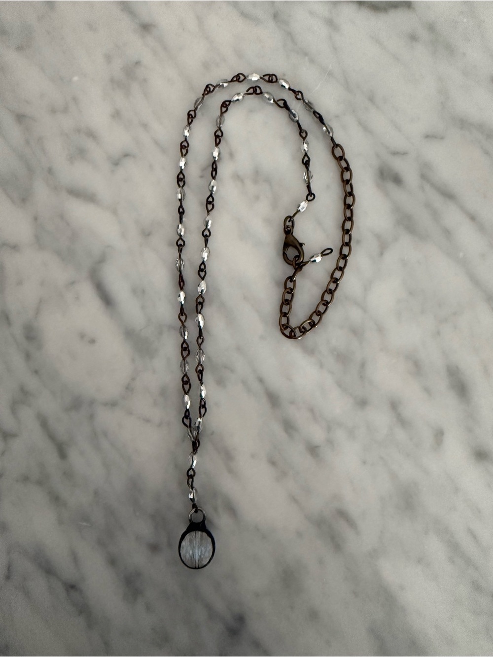🌟Inspire Delicate Black and Silver Beaded rustic Pendant Necklace